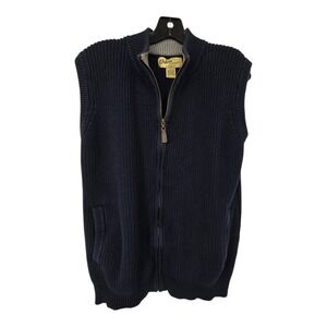 Vintage Y2K Orton Brothers Chunky Sweater Vest Men LG Navy Outdoor Cotton Preppy
